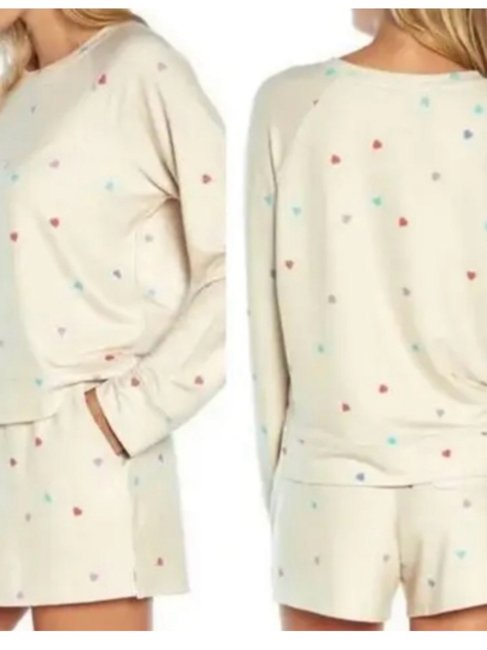 Wildfox Cream Heart-Print Pajama Top & Shorts Set